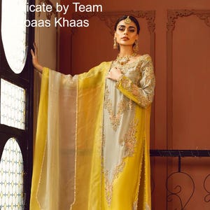 Custom Stitch Pakistan Indian Women Maxi, Ahmed Sultan Designer, Hand Made Shirt Dress, Fully Embroidered, Wedding Wear,