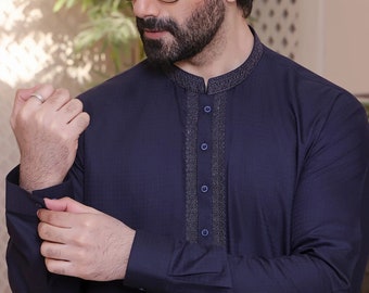 Men's Blue Shalwar Kameez: Pakistani Indian Formal Wear