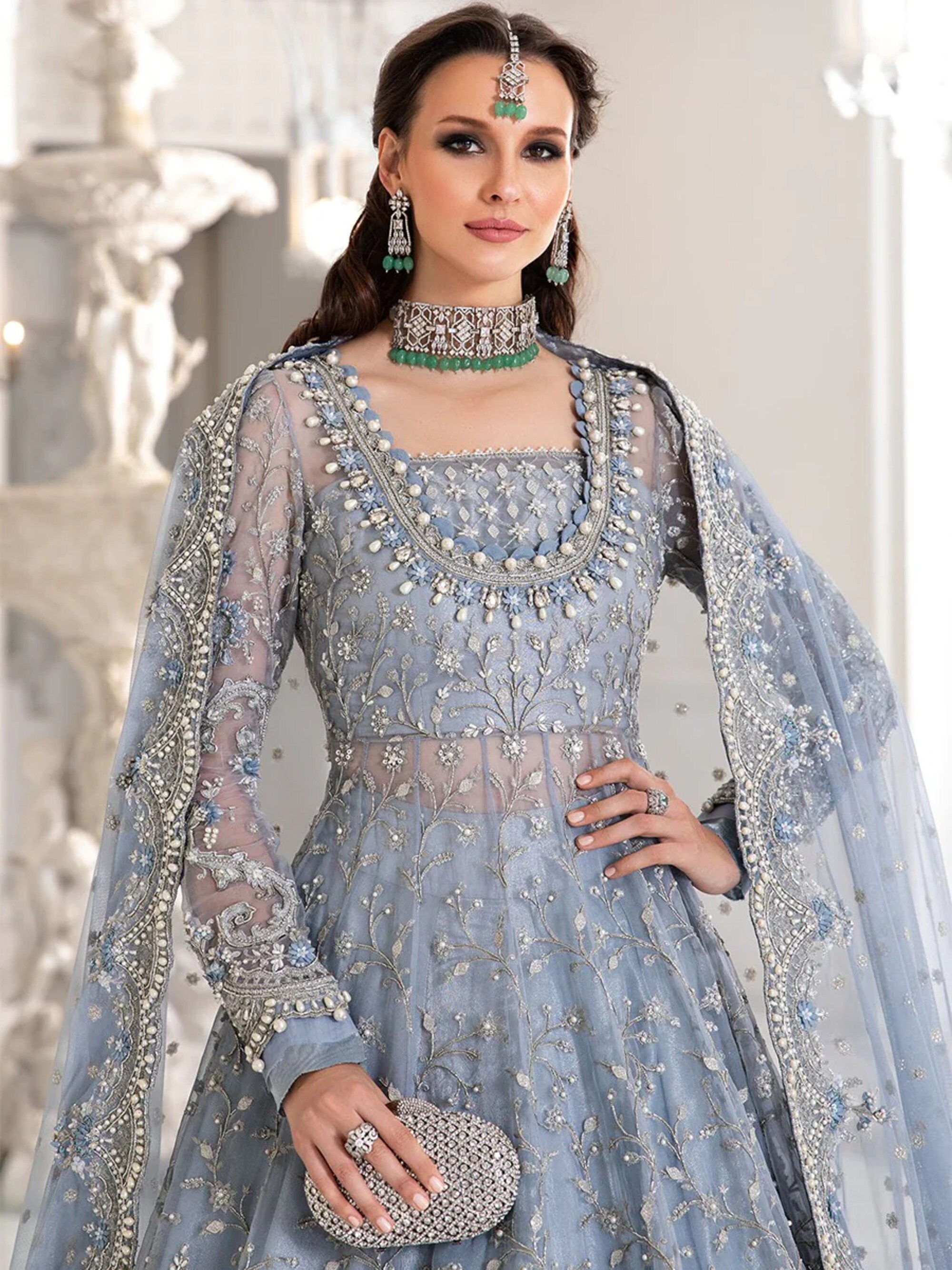 Pakistani Indian Women Pure Organza Maxi Suit, Hit Maria B Design ...