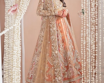 Pakistani wedding dress Embroidered Pakistani Indian Lehenga, Formal Event