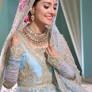 Costura personalizada Pakistán India Mujeres Maxi, Maria B Diseñadora, Lehenga hecha a mano, Totalmente bordado, Ropa de boda, Listo para usar, Evento formal.