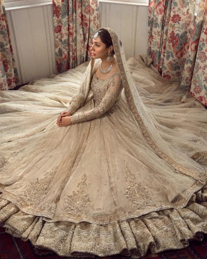 rose gold nikkah dress Soraya ?aria pakistani indian bridal wedding party mehndi nikkah dress –  Pakistani Designer Dresses main image 1