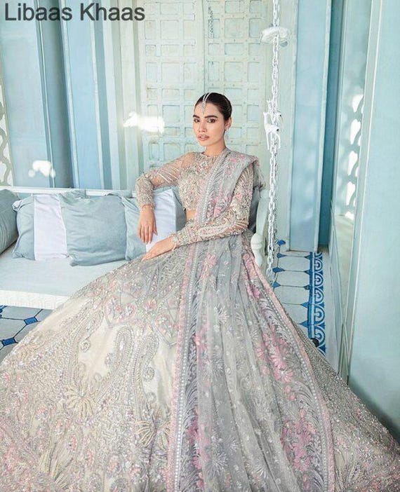 Handmade Embroidered Lehenga: Pakistani Indian Wedding Wear