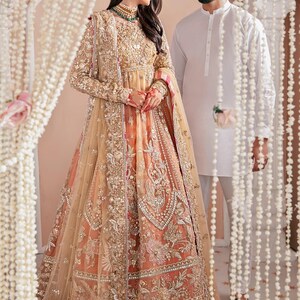 Pakistani wedding dress Embroidered Pakistani Indian Lehenga, Formal Event image 2