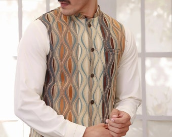 Handmade Patchwork Men's Waistcoat, Wedding Party Wear