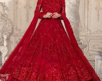 Custom Stitch Pakistan Indian Women Maxi, Maria B Designer, Hand Made Lehenga,Wedding Wear,Party Dress
