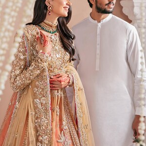 Pakistani wedding dress Embroidered Pakistani Indian Lehenga, Formal Event image 3