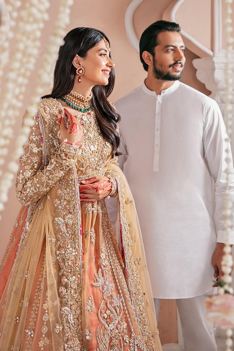 Pakistani wedding dress Embroidered Pakistani Indian Lehenga, Formal Event image 3