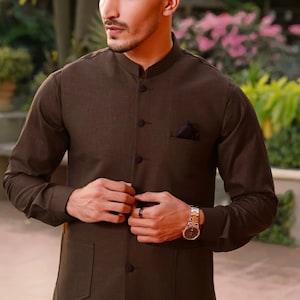 Pakistani Indian Men Waist Coat, Hand Made, Premium Quality Fabric, Finest Stitch, Italian Thread, Formal Dressing, Wedding Collection.