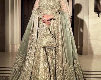 Embroidered Pakistani Bridal Lehenga, Custom stitch Maxi, Pakistani Indian Wedding dress
