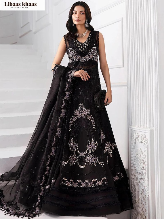 Black Pakistani Bridal Maxi, Hand Embellished Wedding Outfit - Etsy Black Pakistani Bridal Maxi, Hand Embellished Wedding Outfit - Etsy