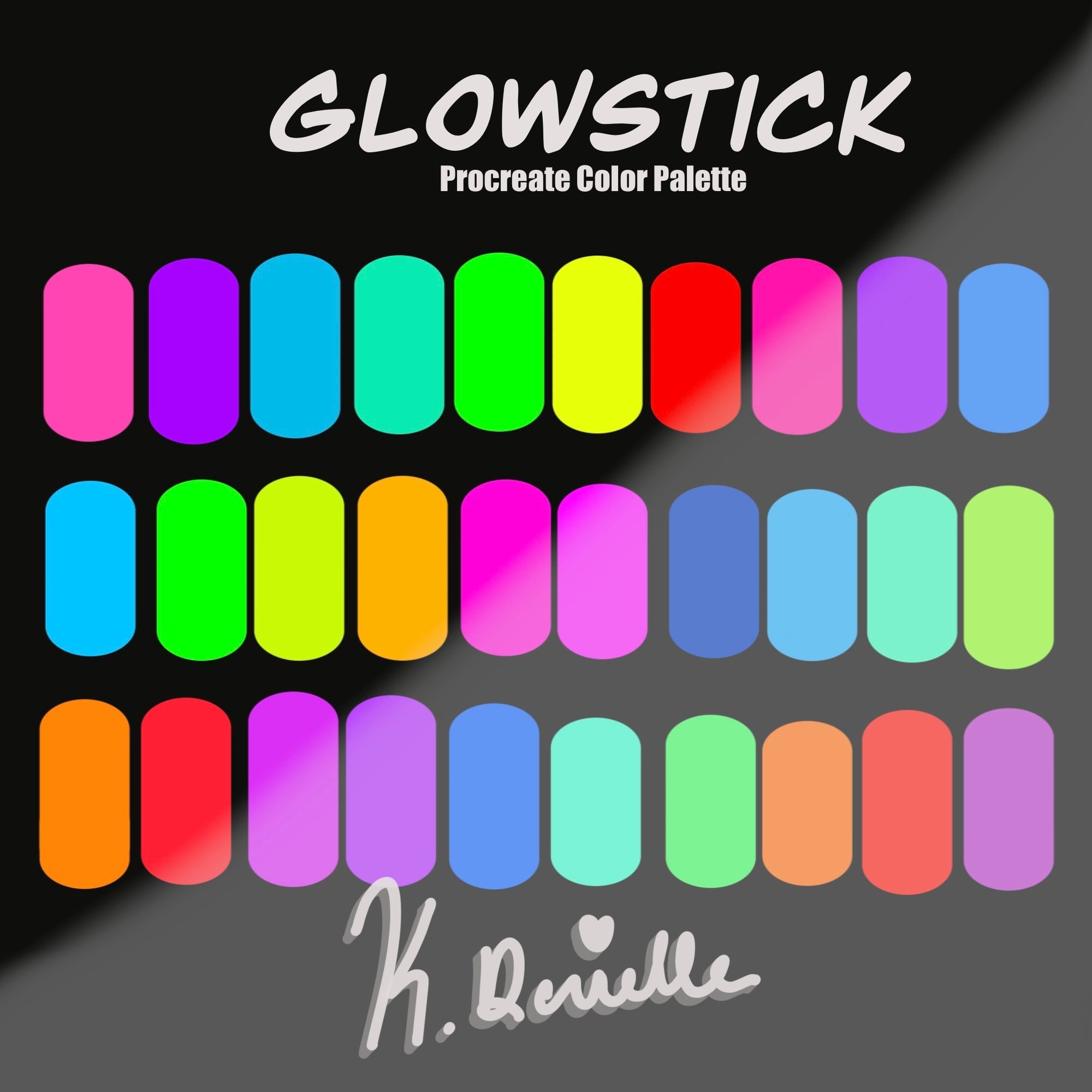 Paleta de cores Neon para Procreate – 30 amostras vibrantes em download digital