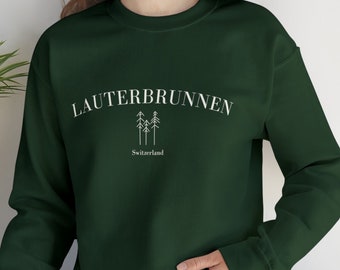 Sudadera Lauterbrunnen Suiza Cuello redondo Lauterbrunnen Regalo Estético Sudadera de Viaje Regalo de Gran Tamaño para Ella