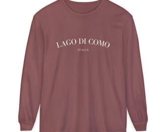 Camiseta del lago Como, camiseta italiana de cuello redondo, camiseta del lago Como, regalo del lago Como, camiseta estética de viaje, regalo extragrande para ella