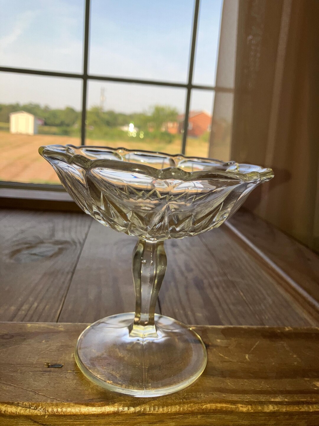 Cut Glass Compote Pedestal Bowl - Etsy
