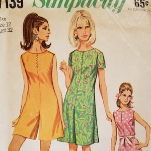 Wykrój do szycia Misses Pant Dress w trzech długościach 1967 Simplicity #7139