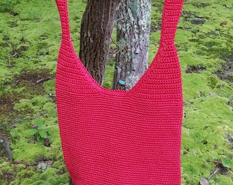 Vintage Red Knit Boho Handbag