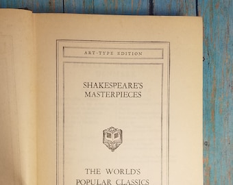 Shakespeare's Masterpieces Hardback Book Art-Type Edition 1940's
