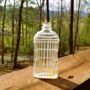 Antique Perfume Bottle Embossed Clear Glass