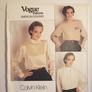 Sewing Pattern Misses Blouse 1987 Vogue Calvin Klein #1230