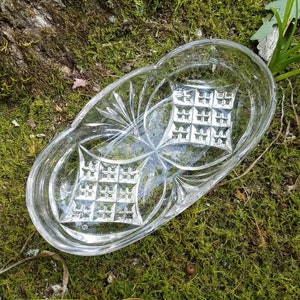 Antique Crystal Relish Dish Bowl Heavy