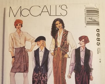Sewing Pattern Misses Vest Shirt and Wrap Skirt 1993 McCall&#39;s #6685