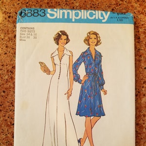Women&#39;s 70&#39;s Dress Sewing Pattern 1975 Simplicity 6883