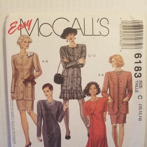 Sewing Pattern Misses Unlined Jacket and Dresses 1992 McCall&#39;s #6183