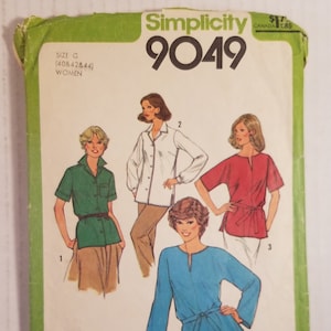 Sewing Pattern Women&#39;s Tunics Tie Belt 1979 Simplicity 9049
