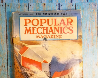 Vintage Popular Mechanics Mens Magazine - November - 50th Anniversary Year 1952