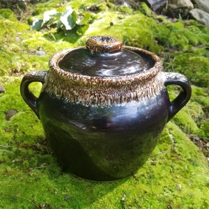 Vintage USA Brown Drip Glaze Bean Pot Cookie Jar Pottery