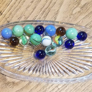 Antique Glass Marbles Small Regular Size Qty 16