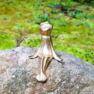 Antique Brass Smiling Frog Figurine