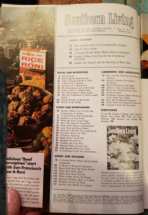 Southern Living Magazine March 1971 - Etsy
