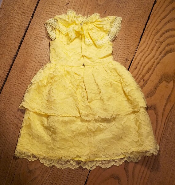 Antique Baby Dress Lace Yellow Handsewn - image 3