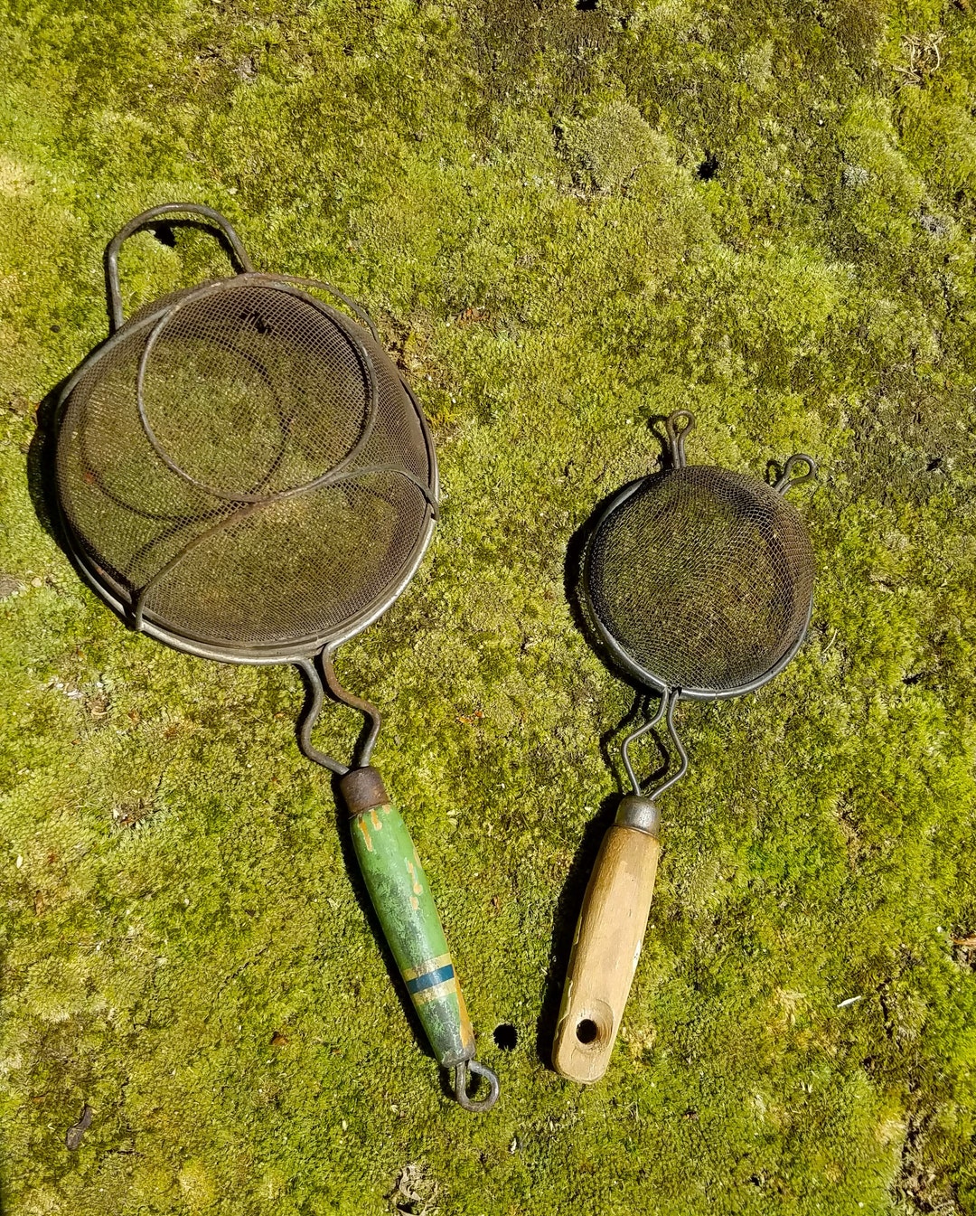 Antique Metal Sifters With Wooden Handles Etsy