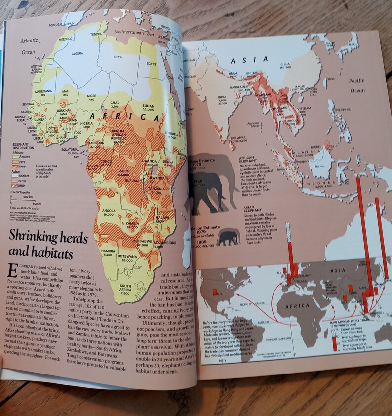 National Geographic Magazine May 1991 Vol 170 No 5 Elephants Out of ...