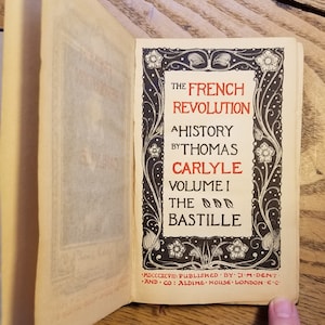 The French Revolution A History By Thomas Carlyle Volume 1 The Bastille Hardback Book 1898