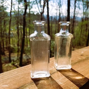 Vintage Medicine / Poison Bottles With Ridged Side