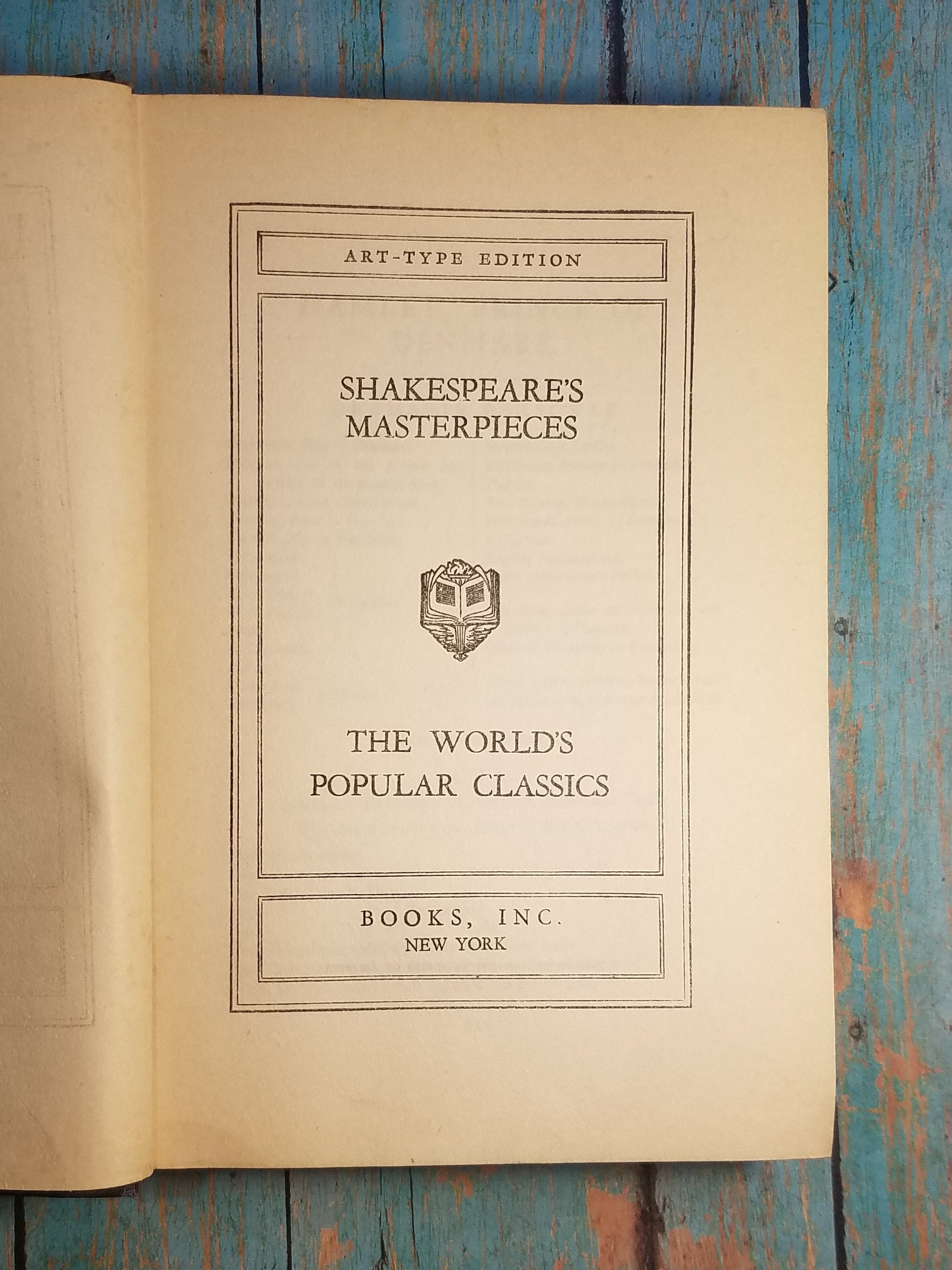 Shakespeare's Masterpieces Hardback Book Art-type Edition