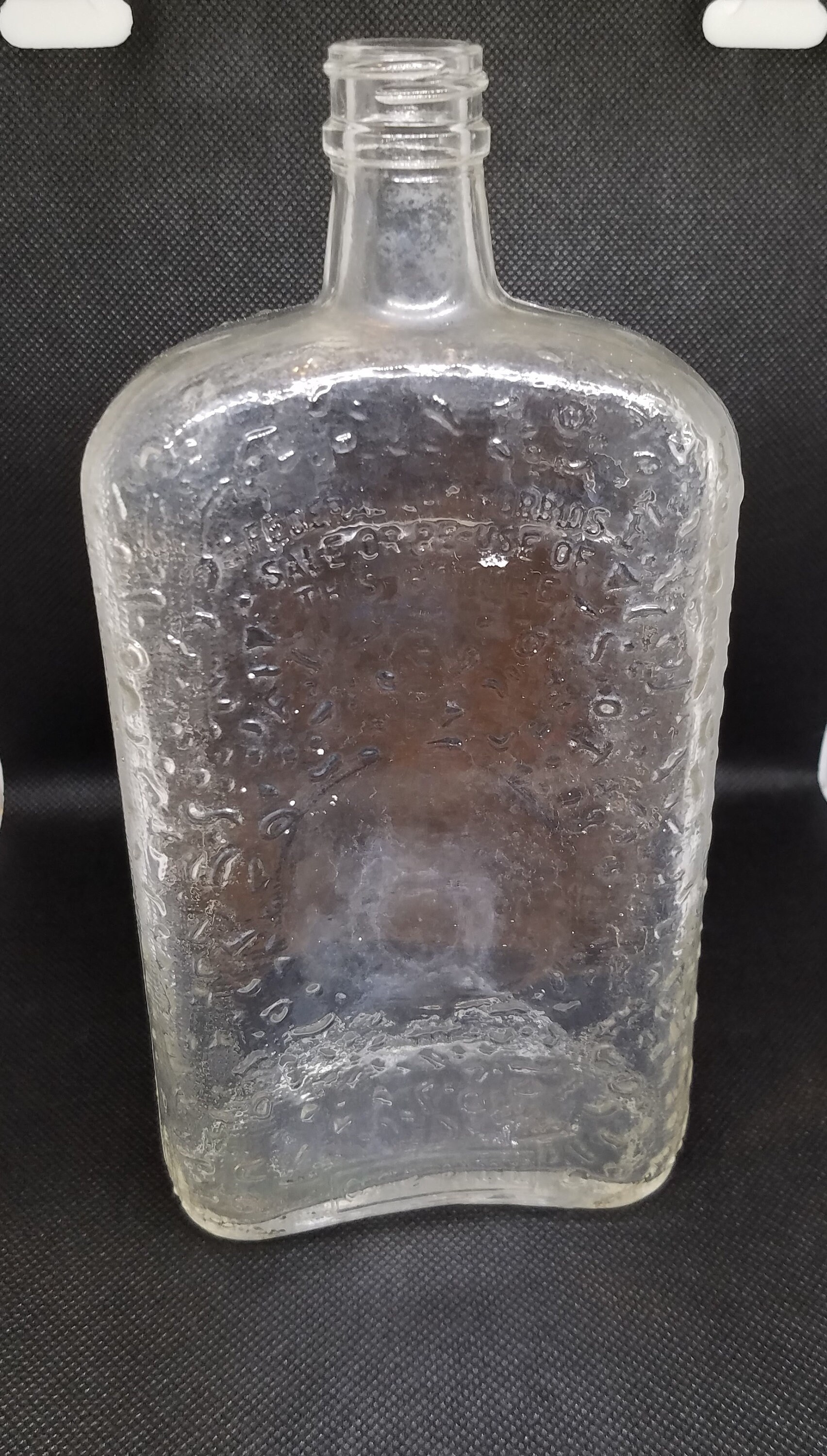 Antique Liquor Bottle Curved Embossed Clear Glass Federal Law Etsy