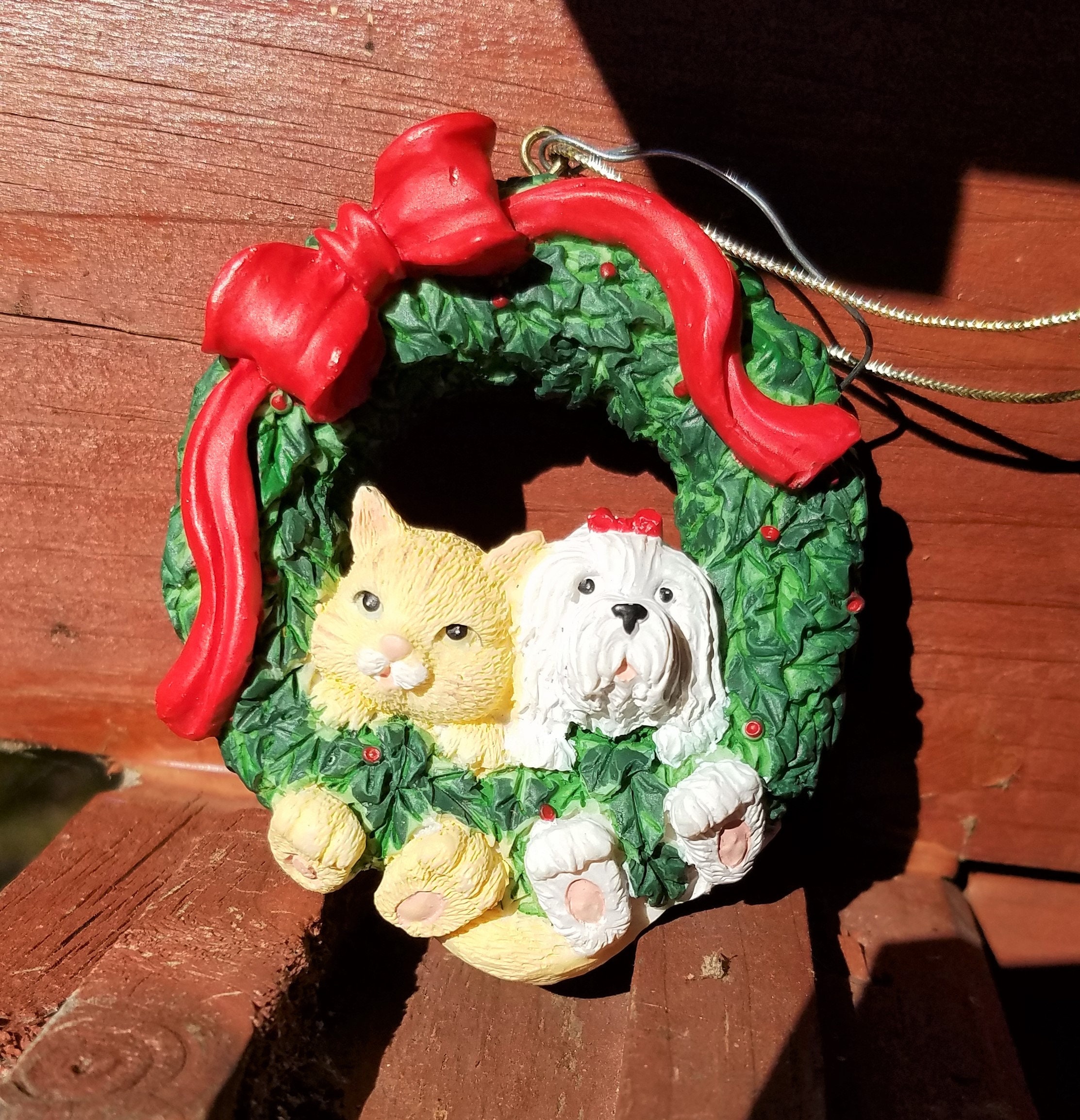 Vintage Cat and Dog Christmas Decoration