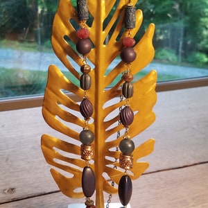 Antique Necklace Blue Green Burgundy Gold Beaded