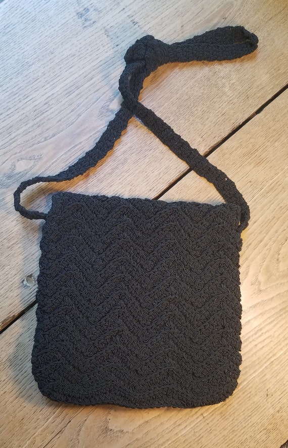 Vintage R & C Designs Black Woven Handbag Handmade - image 5