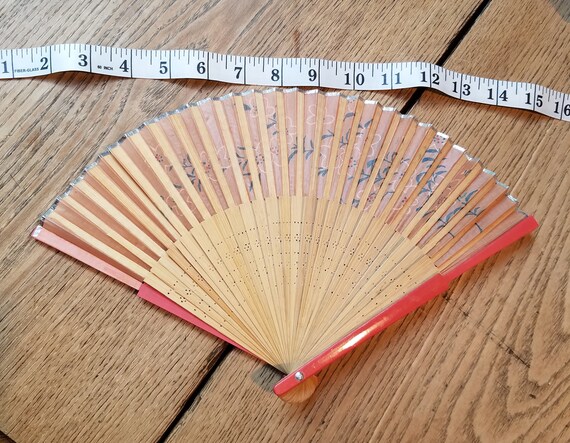Vintage Chinese Folding Hand Fans Bamboo Coral - image 6