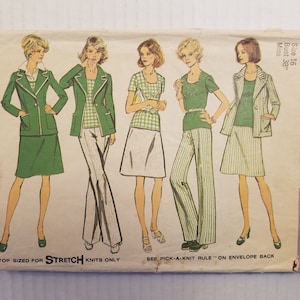 Womens Sewing Pattern Jacket Top Skirt Pants 1974 Simplicity 6235