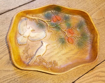 Vintage 1950&#39;s Multi Products Faux Wood Serving Tray
