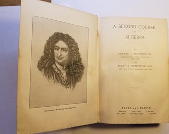 A Second Course of Algebra Edward Edgerton and Perry Carpenter Hardback Book 1924