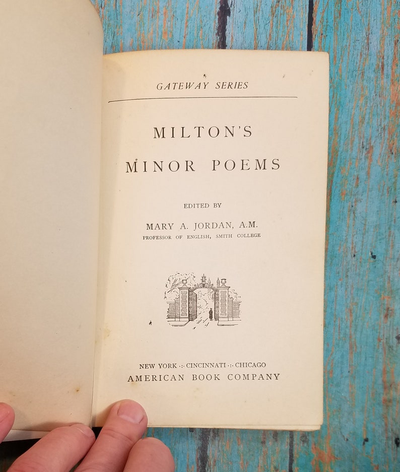 Milton's Minor Poems Hardback Book Mary A. Jordan 1904 - Etsy