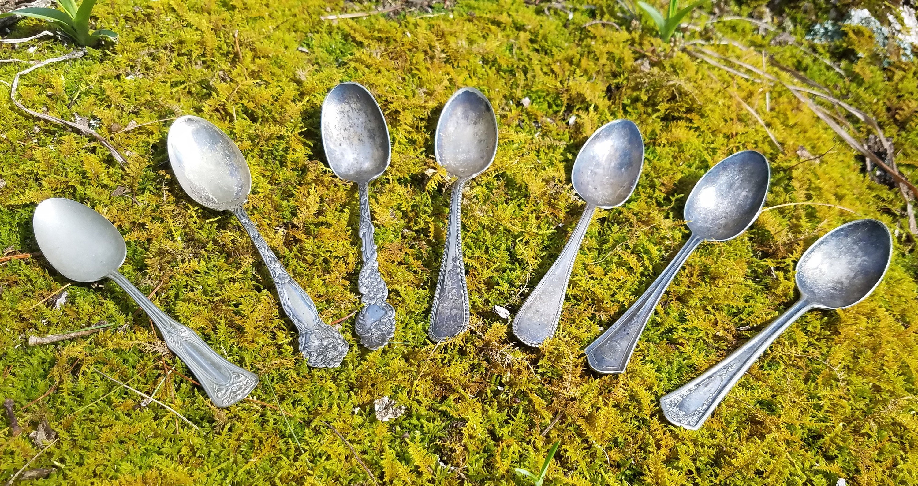 Juego de cucharas de plata antiguas